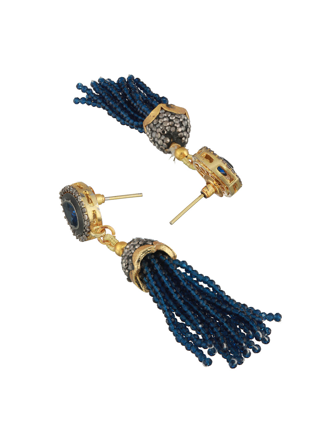 Gold-Plated Stone Studded & Beaded Necklace and Earrings - Jazzandsizzle