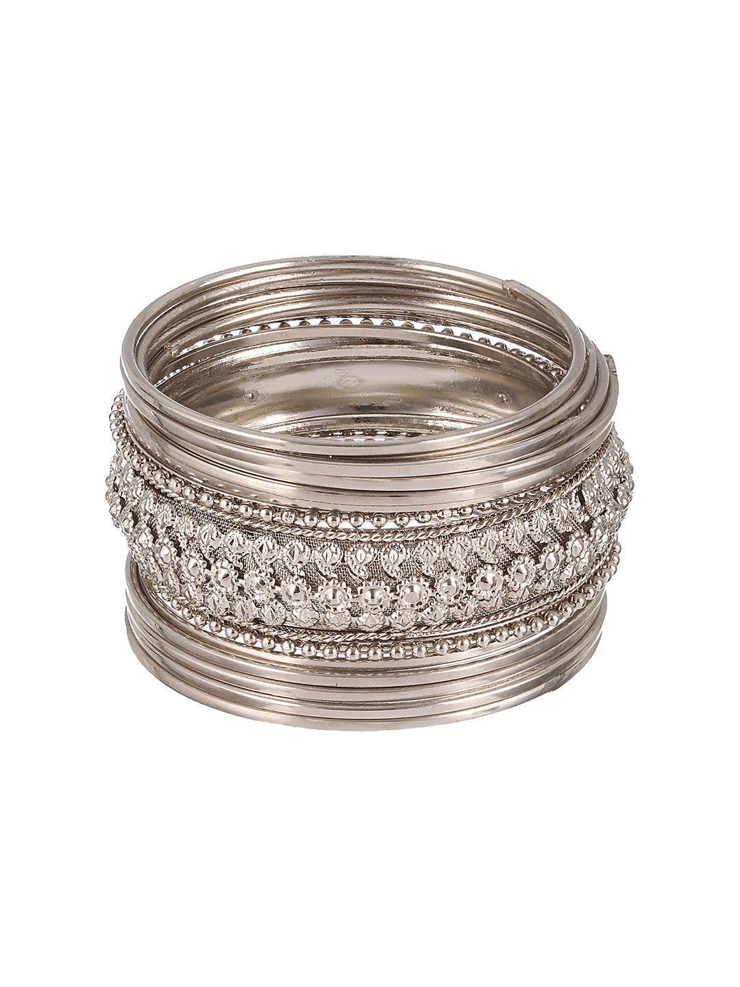 Set of 15 Oxidised Silver-Plated Bangles Set - Jazzandsizzle