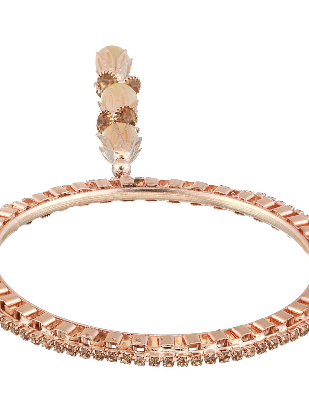 Set Of 4 Rose Gold-Plated Crystal Studded & Beaded Bangles - Jazzandsizzle