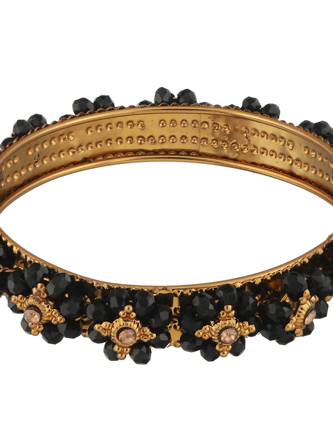 Jazz And Sizzle Set Of 2 Gold-Plated Beaded Bangles - Jazzandsizzle