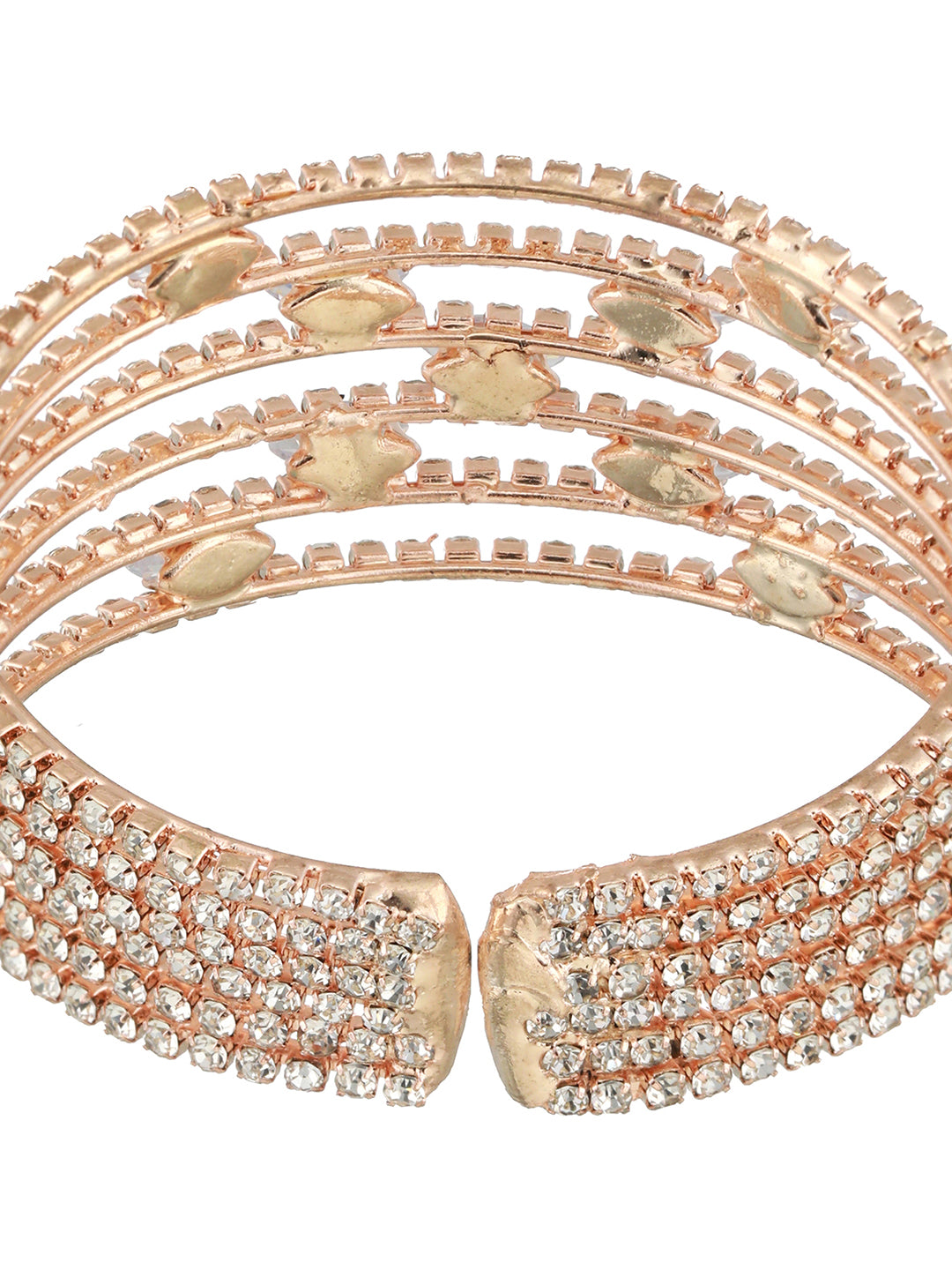 Rose Gold-Plated White Crystal Studded Cuff Bracelet - Jazzandsizzle