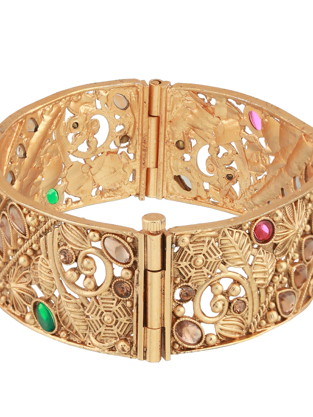 Set Of 2 24K Gold-Plated Stone-Studded Bangles - Jazzandsizzle