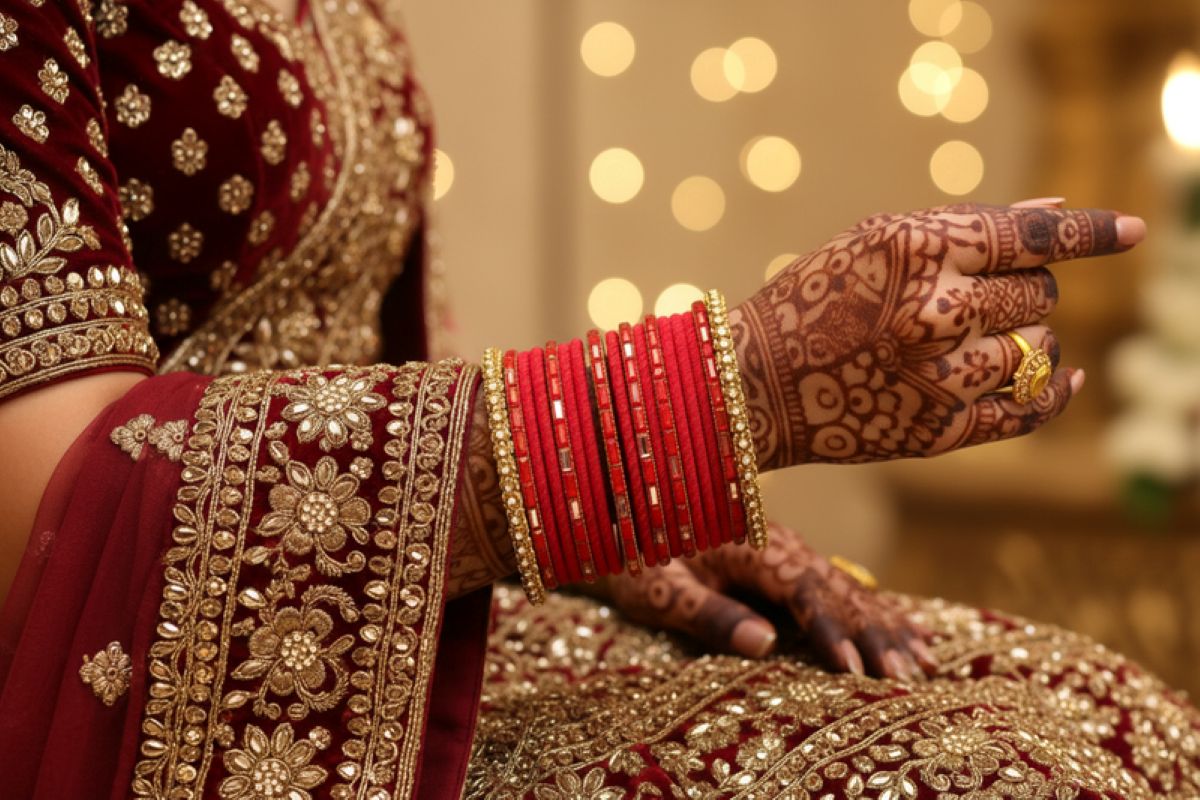 Jazz And Sizzle Set Of 16 Red Velvet & Stone Bangles