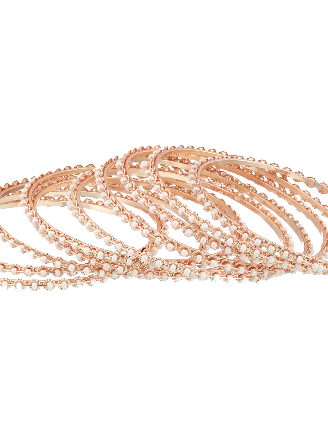 Set of 12 Rose Gold-Plated Beaded Bangles - Jazzandsizzle