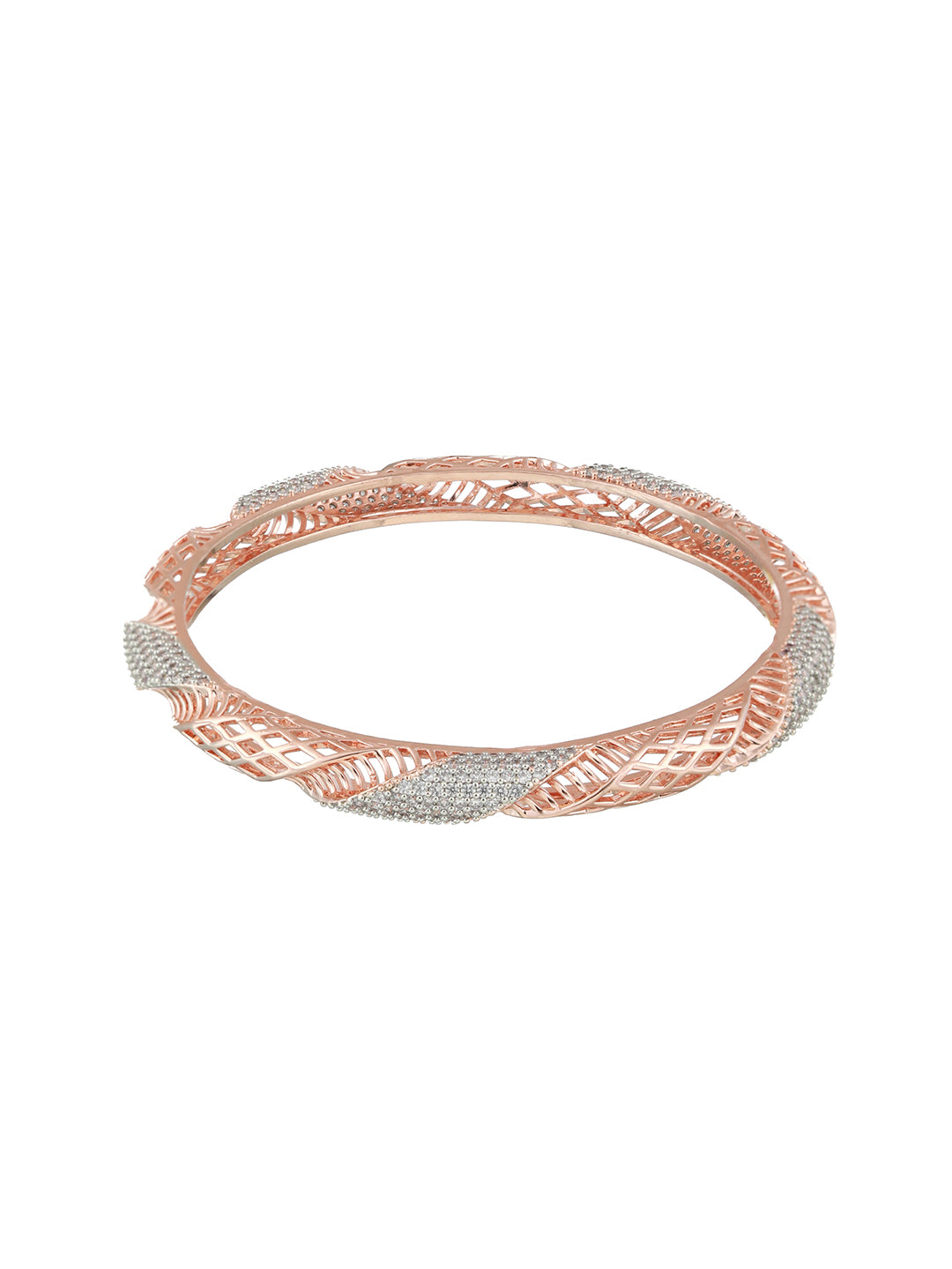 Set Of 2 Rose Gold-Plated AD Studded Bangles