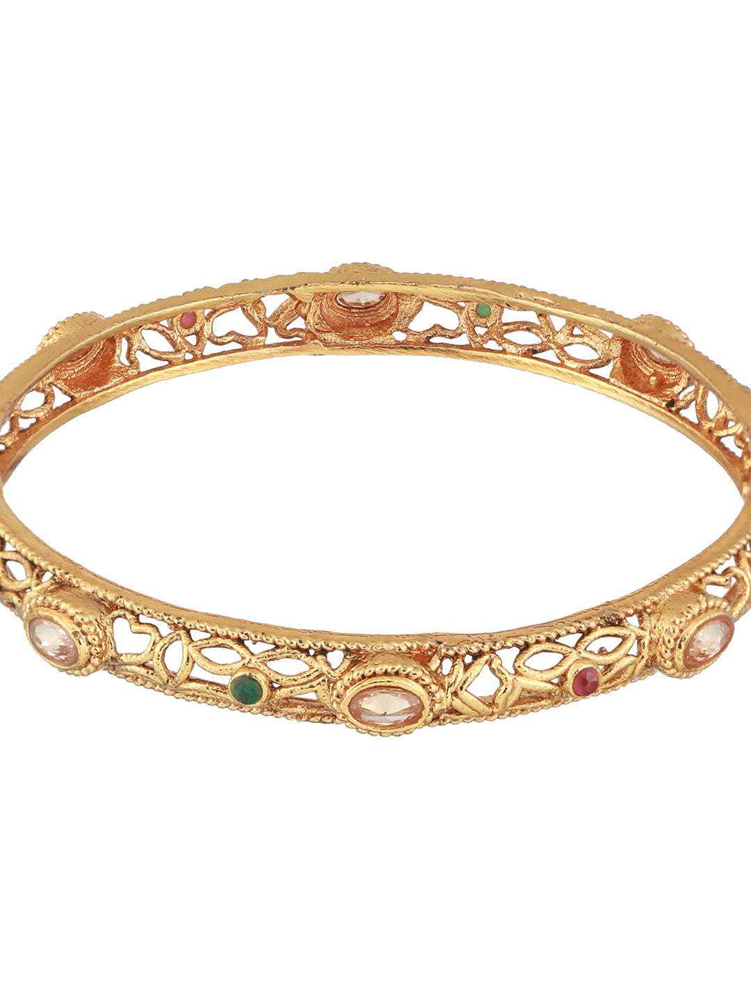 Set Of 4 24CT Gold-Plated Stone-Studded Bangles - Jazzandsizzle