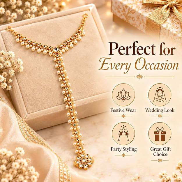 Gold Plated Kundan Studded Hanthphool/Hand jewellery