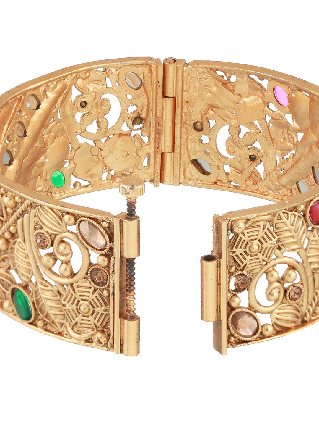 Set Of 2 24K Gold-Plated Stone-Studded Bangles - Jazzandsizzle