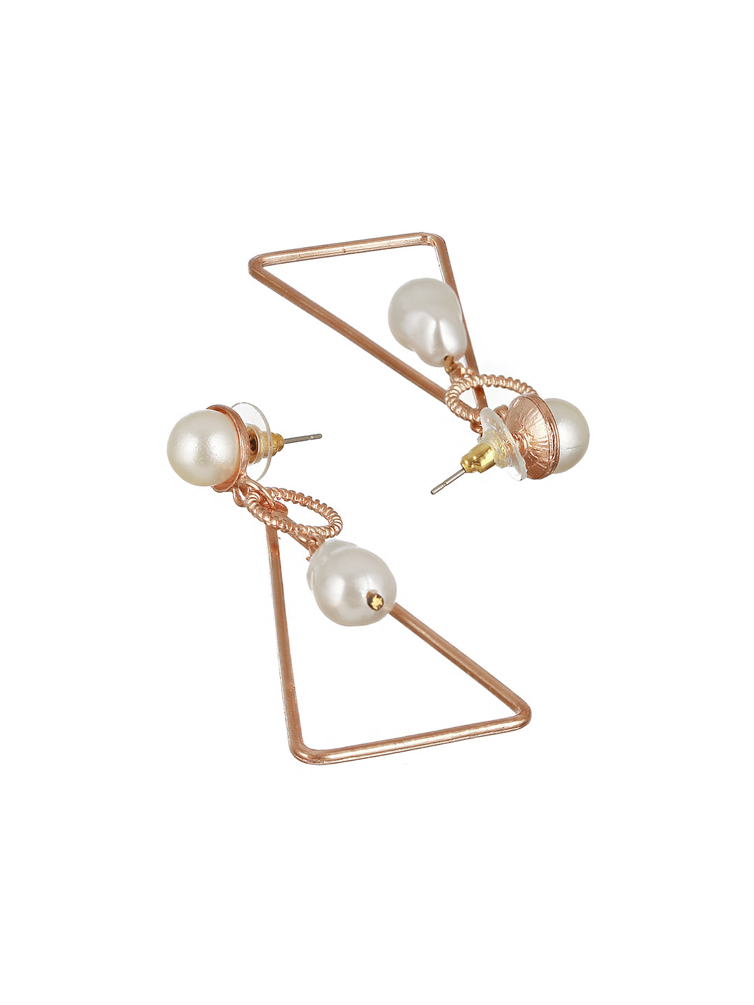 Gold Plated Geometric Pearl Drop Earring
