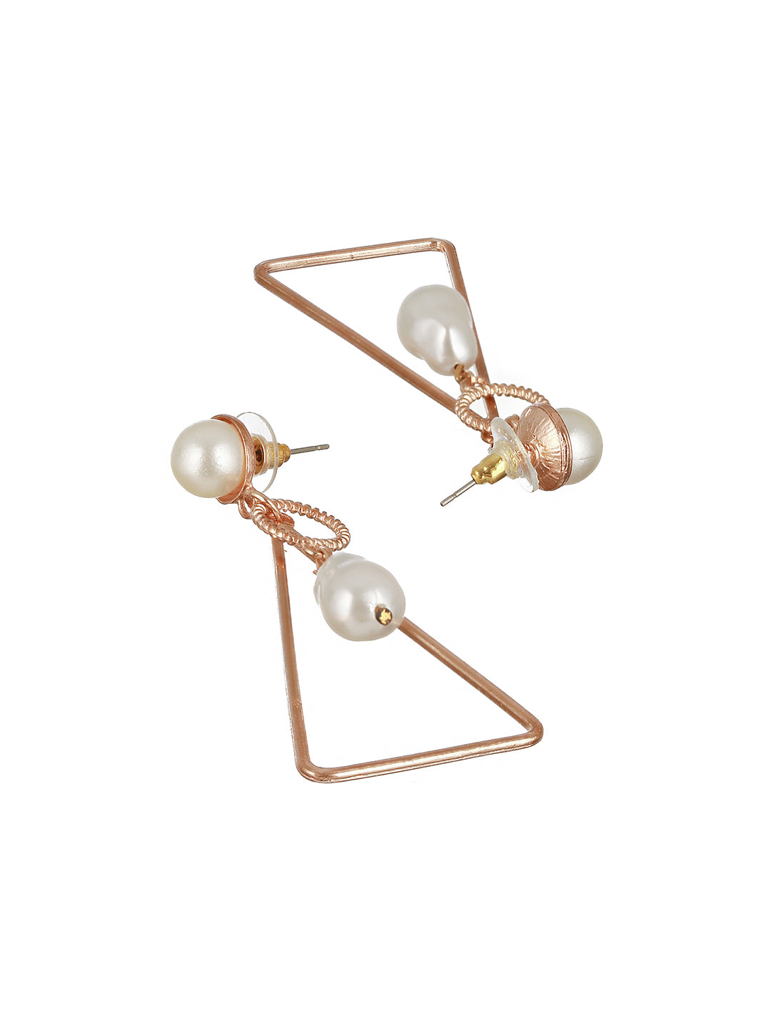 Gold Plated Geometric Pearl Drop Earring - Jazzandsizzle