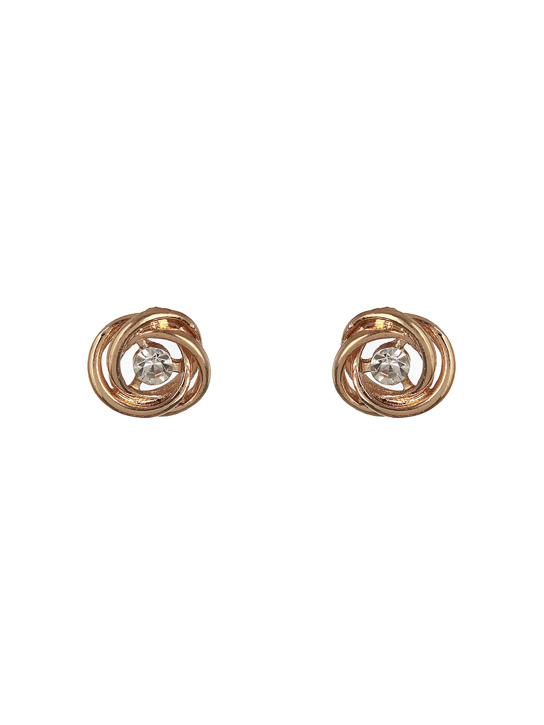 Set of 2 CZ Studded & Gold Plated Classic Stud Earrings - Jazzandsizzle