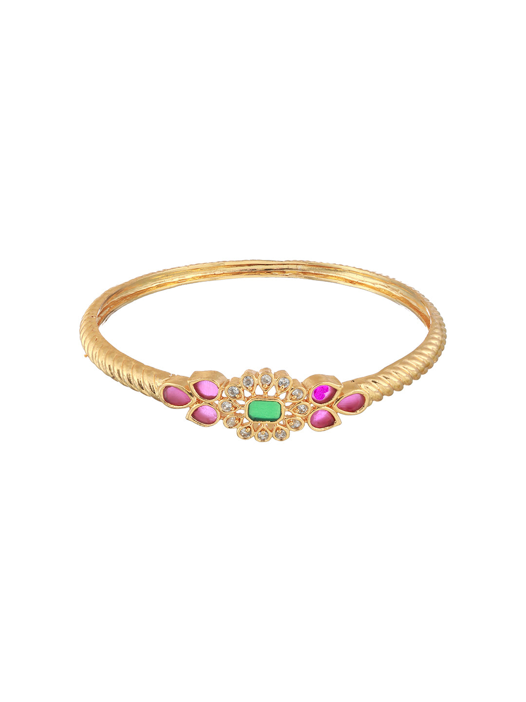 Set Of 2 24CT Gold-Plated Stone-Studded Bangles - Jazzandsizzle