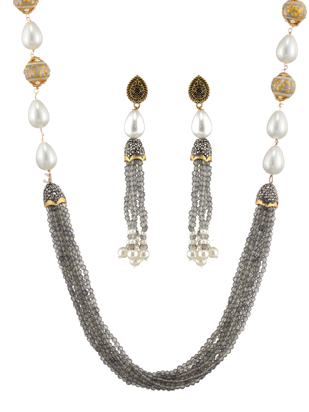 Gold-Plated Beaded Necklace and Earrings Set - Jazzandsizzle