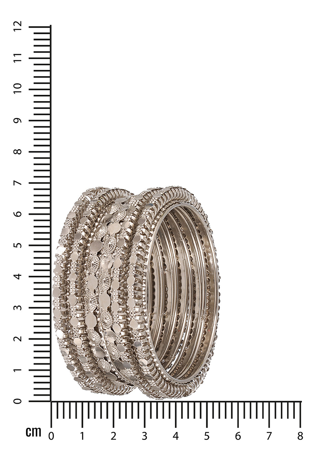 Set of 6 Oxidised Silver-Plated Textured Bangles Set - Jazzandsizzle