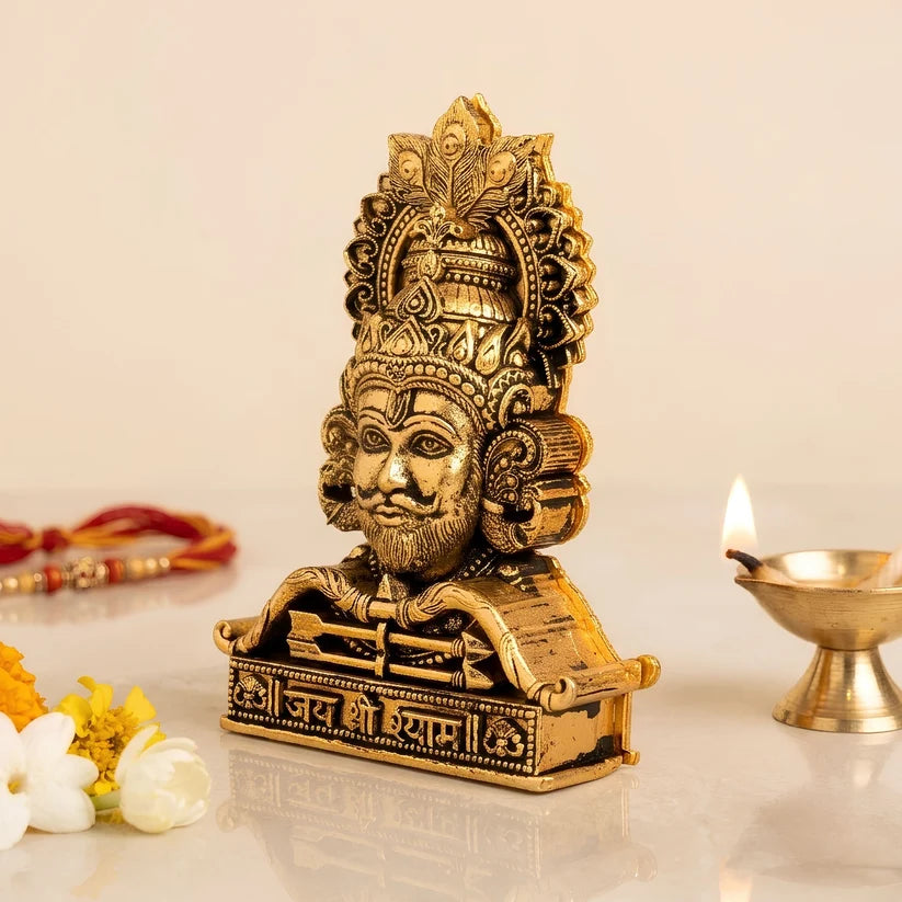 Gold Plated Jai Shree Shyam Idol | Home, Car & Office Spiritual Decor