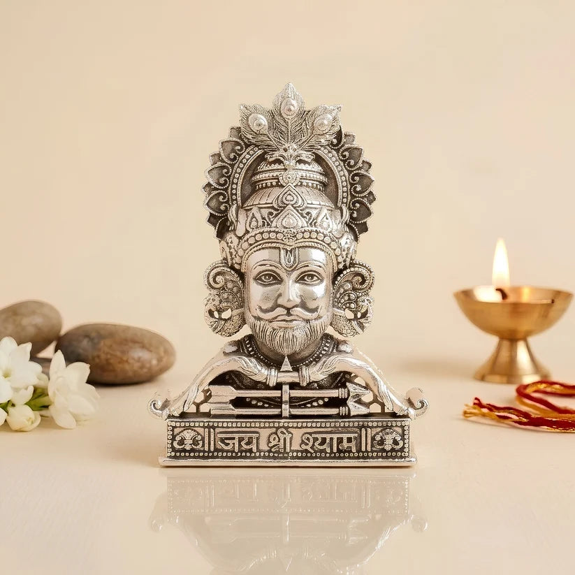 Silver Plated Jai Shree Shyam Idol for Home, Car & Workplace