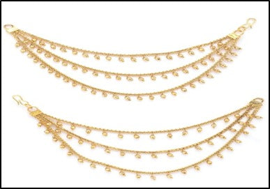 Jazz And Sizzle Gold-Plated Ghungroo Beaded Spherical Shaped Ear Chains
