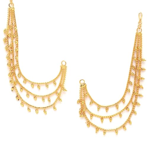 Jazz And Sizzle Gold-Plated Ghungroo Beaded Spherical Shaped Ear Chains