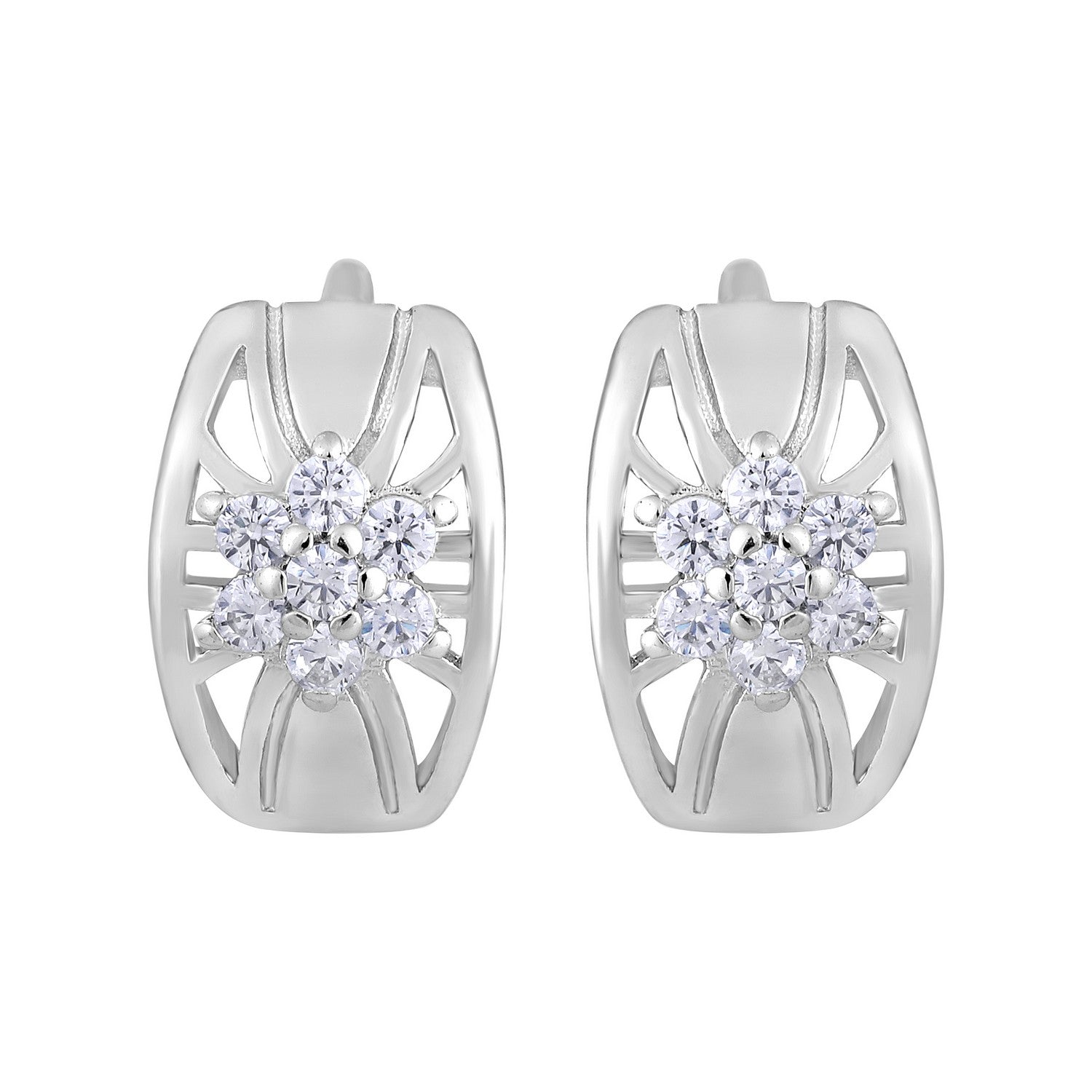 Jazz And Sizzle Silver Plated American Diamond Studded Hoop Earrings