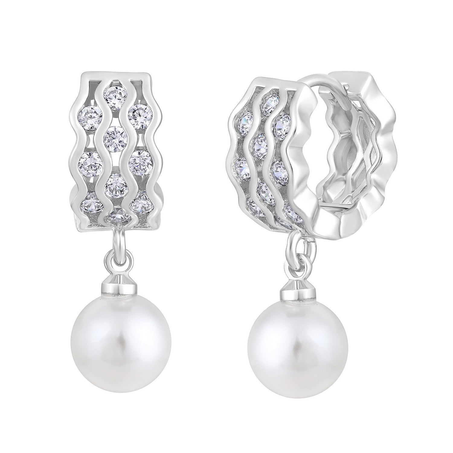 Jazz and Sizzle Set of 2 Silver & Rose Gold Plated Pearl Drop Earrings