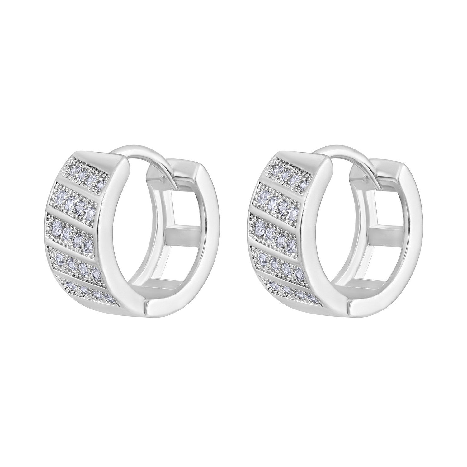 Jazz And Sizzle Silver Plated American Diamond Studded Hoop Earrings