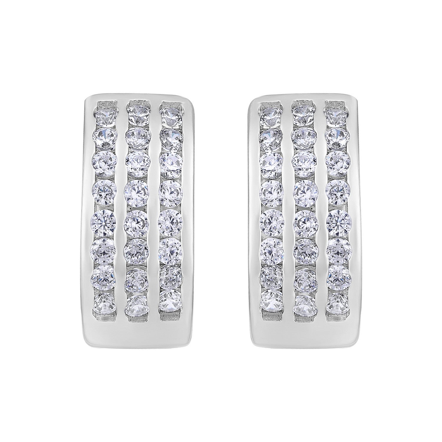 Jazz And Sizzle Silver Plated American Diamond Studded Hoop Earrings