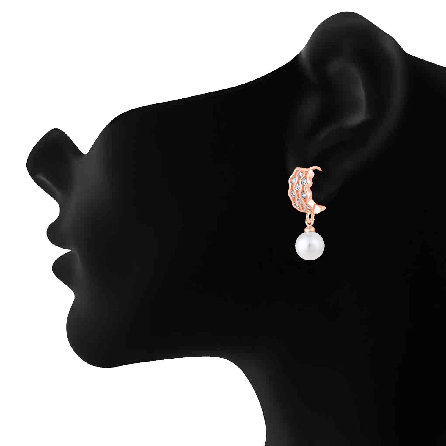 Jazz And Sizzle Rose Gold-Plated Pearl Beaded Contemporary Drop Earrings