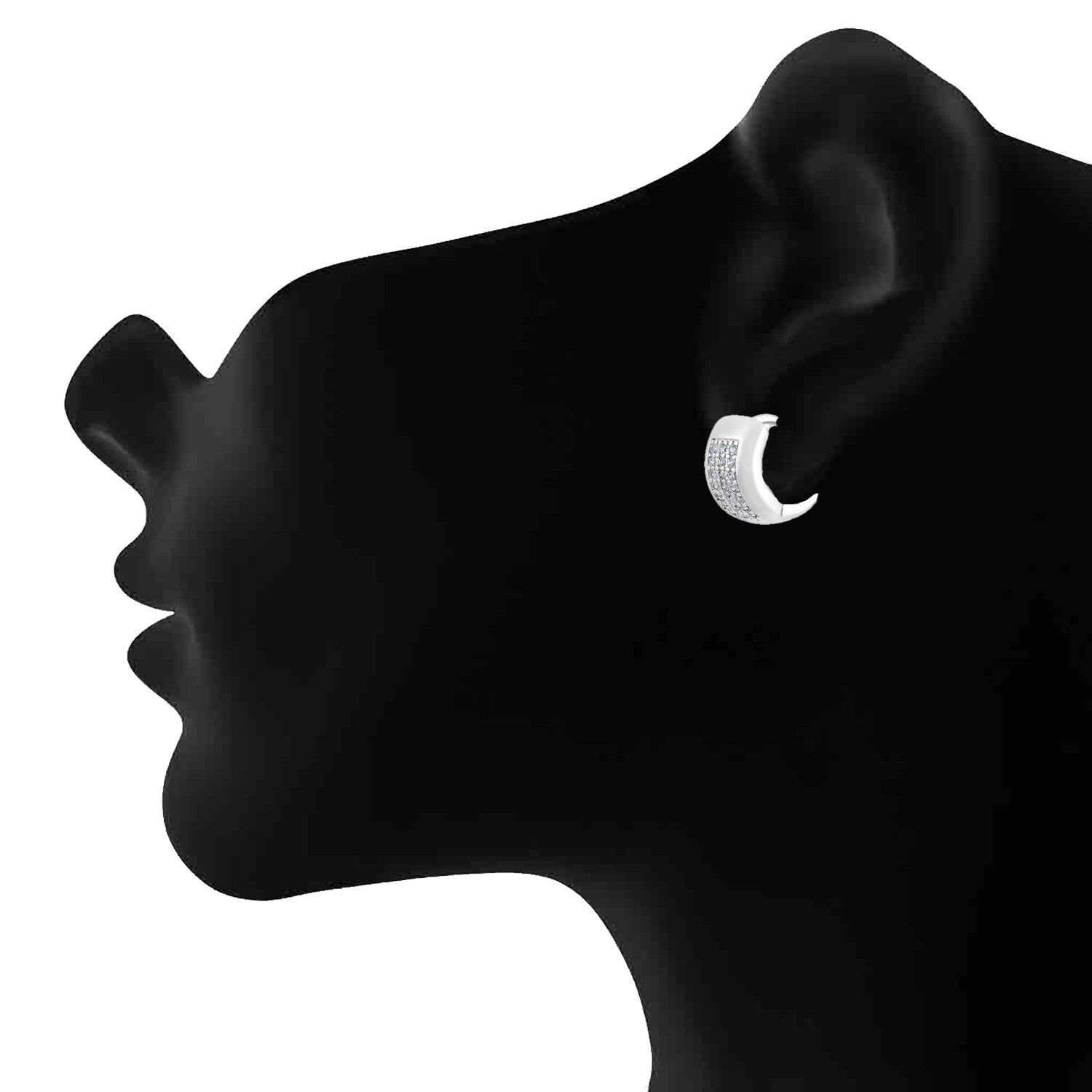 Jazz And Sizzle Silver-Plated American Diamond Studded Circular Half Hoop Earrings