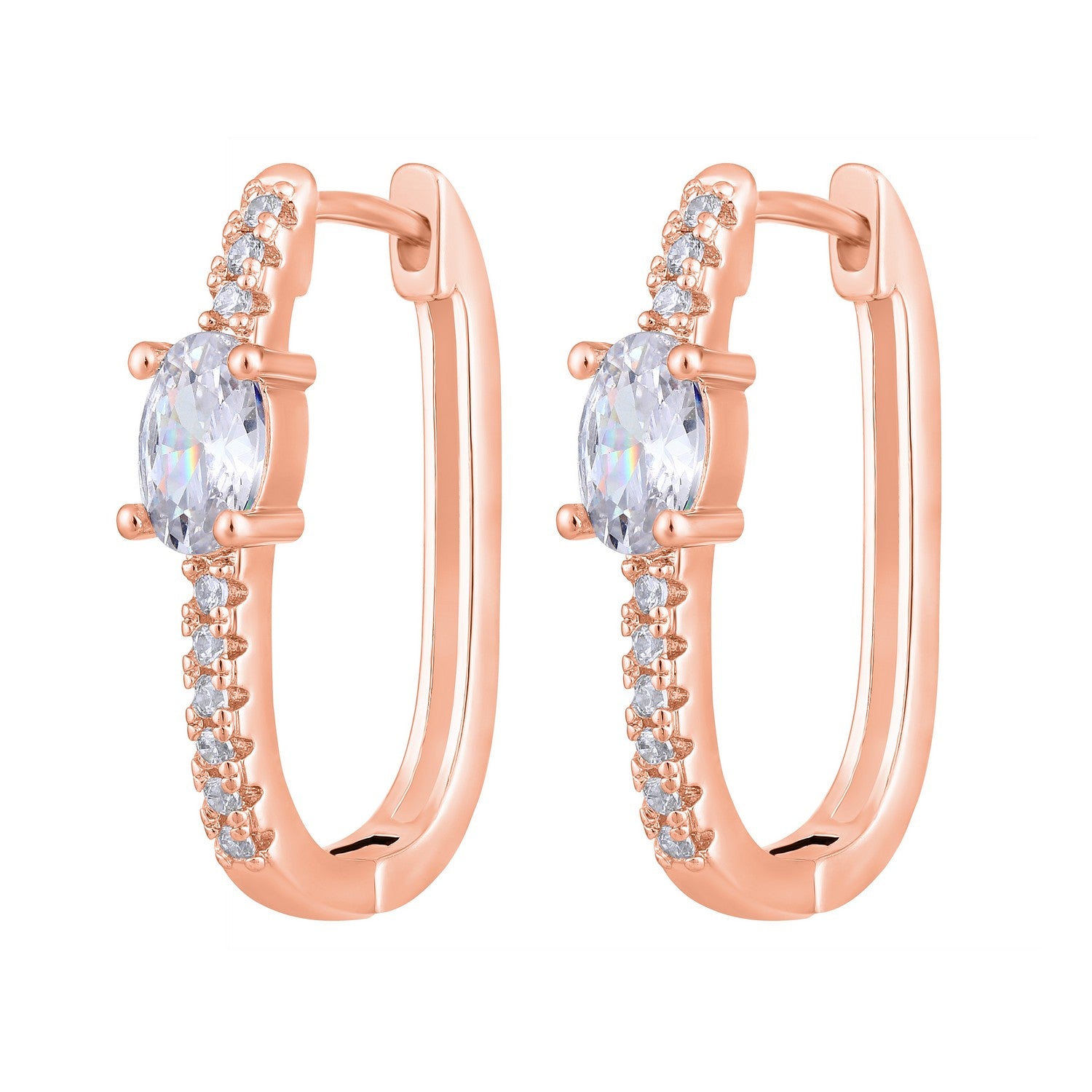 Jazz And Sizzle Rose Gold-Toned Crystal Studded Circular Hoop Earrings