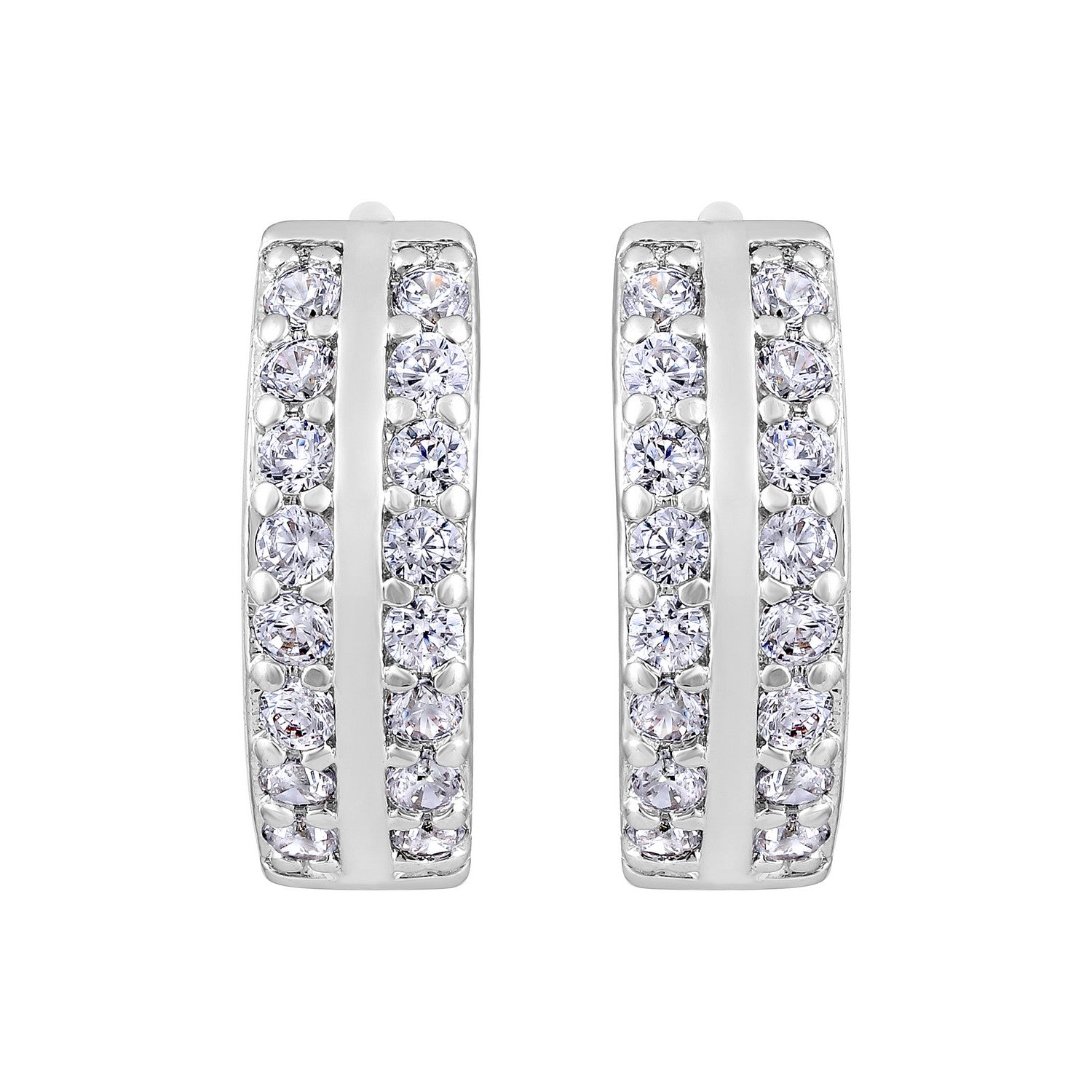 Jazz And Sizzle Rhodium Plated Geometric Hoop Earrings