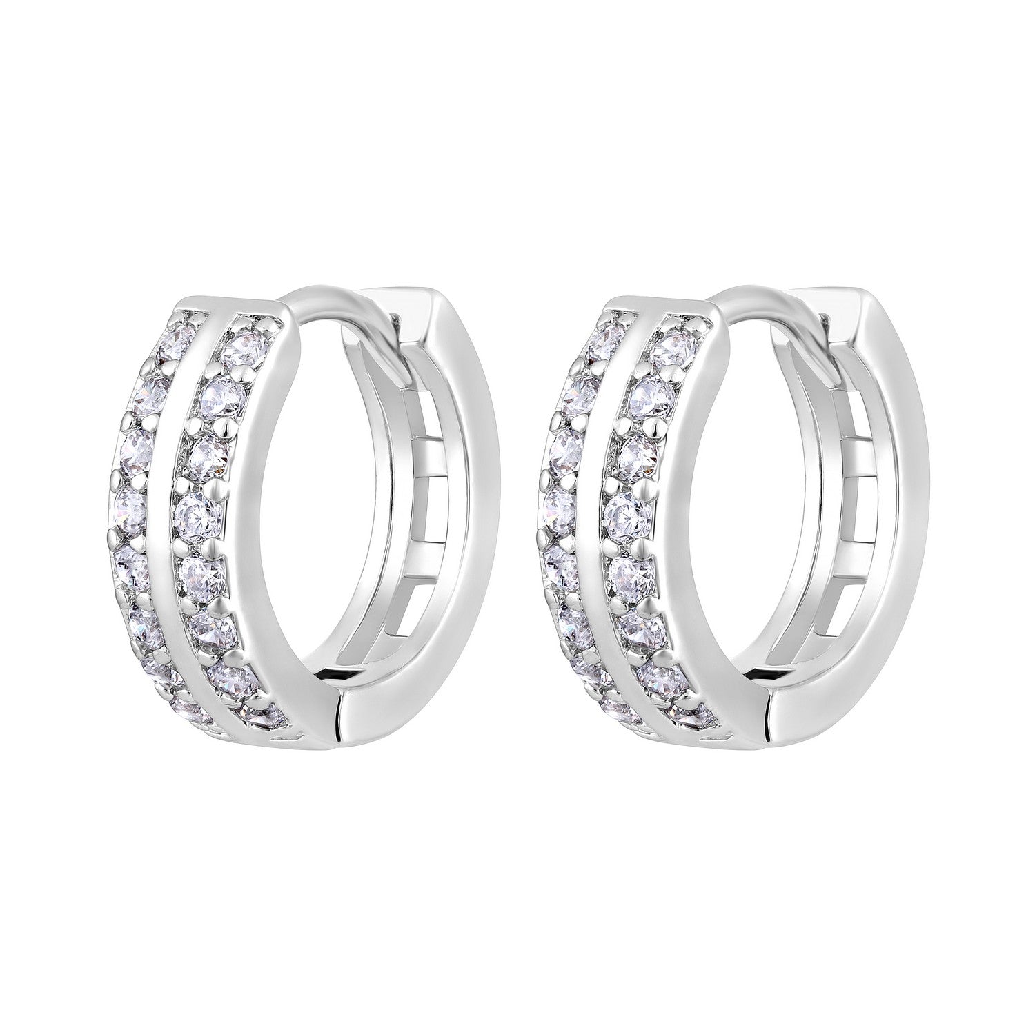 Jazz And Sizzle Rhodium Plated Geometric Hoop Earrings