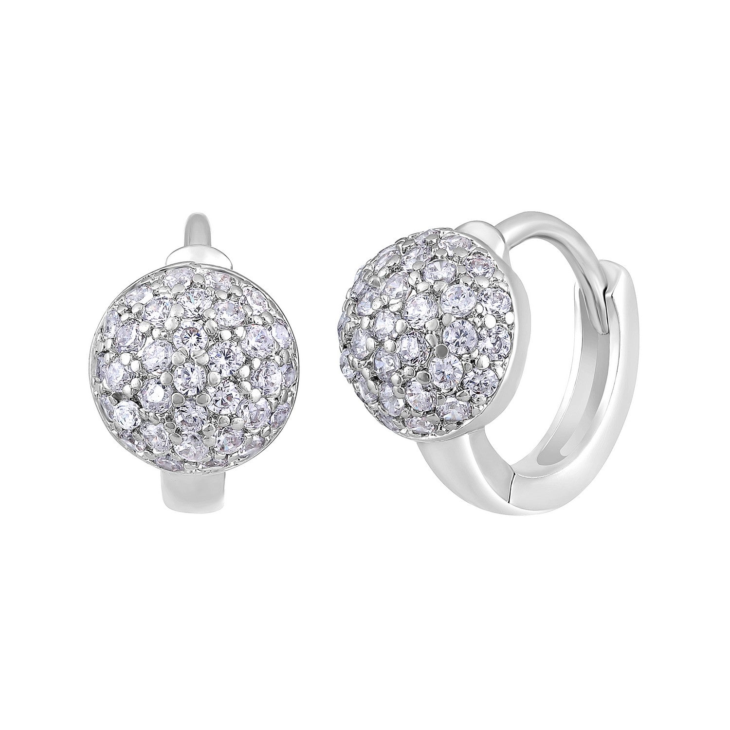 Jazz And Sizzle Rhodium Plated AD Studded Contemporary Half Hoop Earrings
