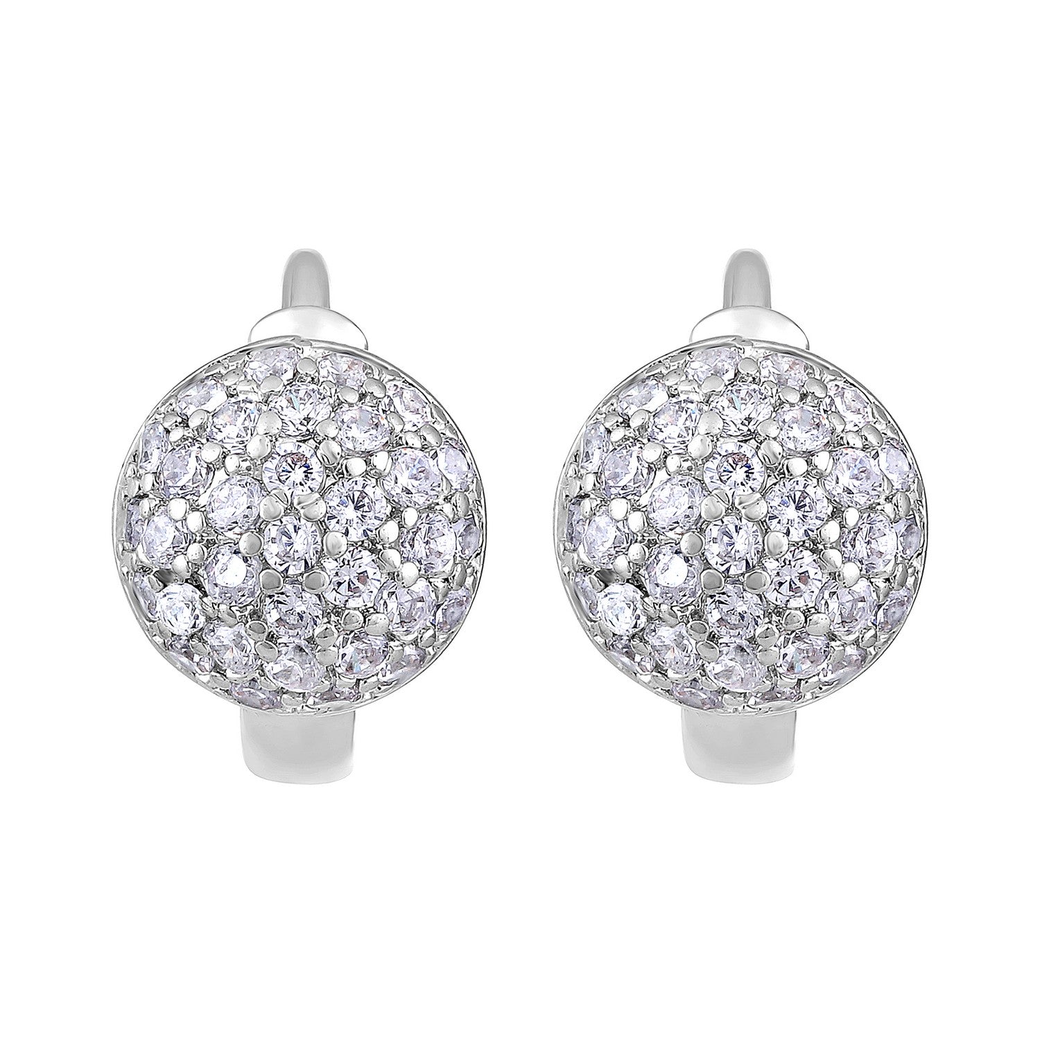 Jazz And Sizzle Rhodium Plated AD Studded Contemporary Half Hoop Earrings