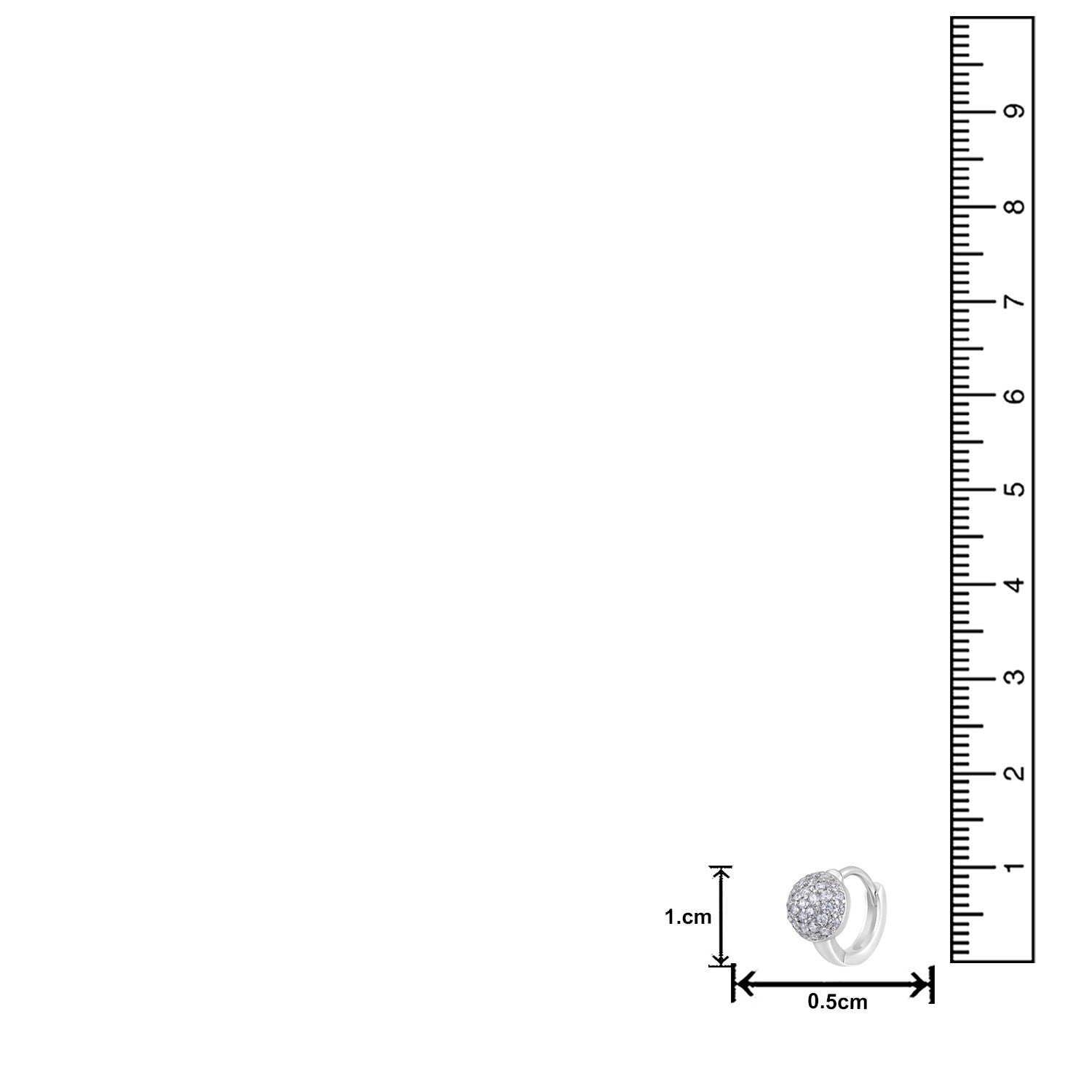 Jazz And Sizzle Rhodium Plated AD Studded Contemporary Half Hoop Earrings