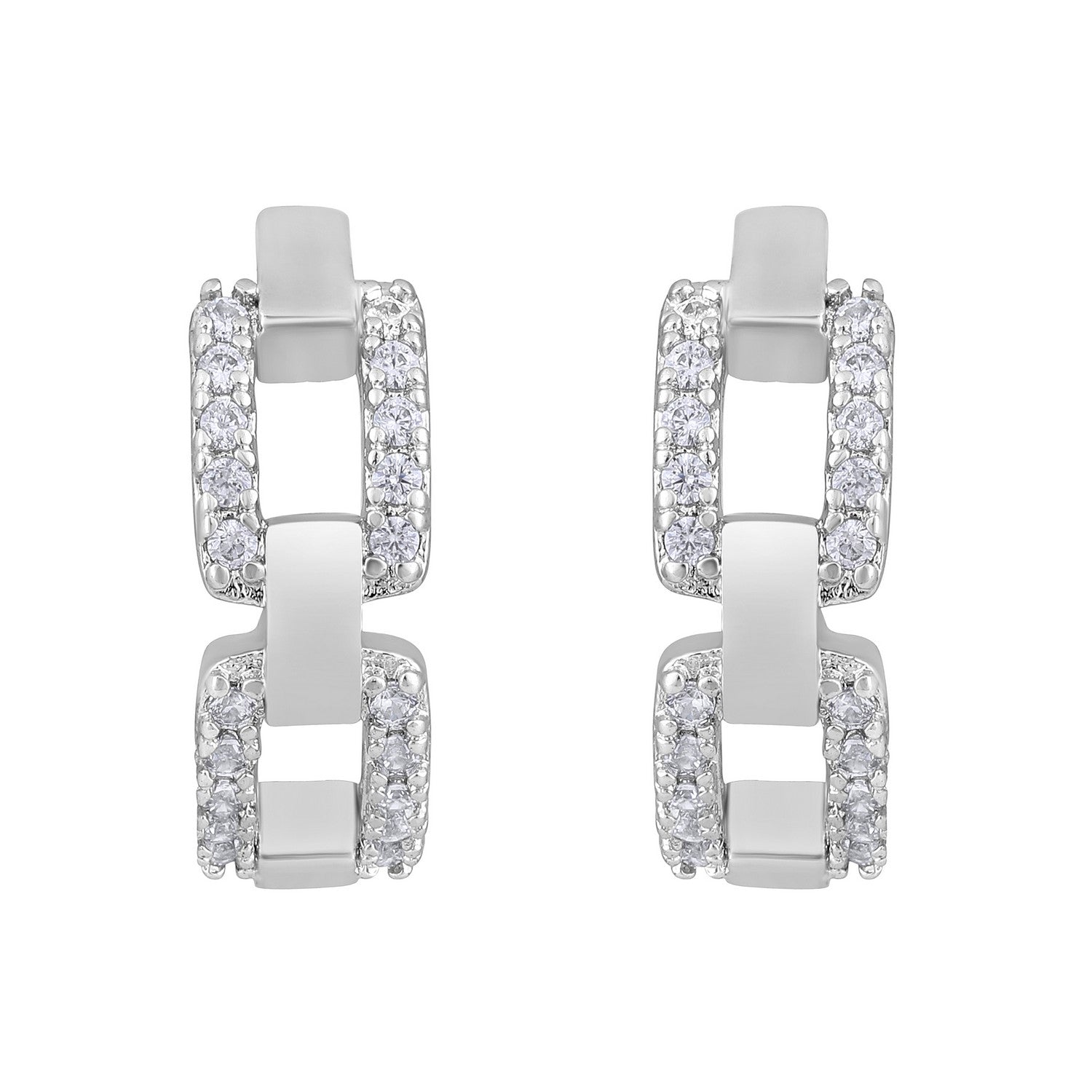 Jazz And Sizzle Silver-Toned Contemporary Half Hoop Earrings