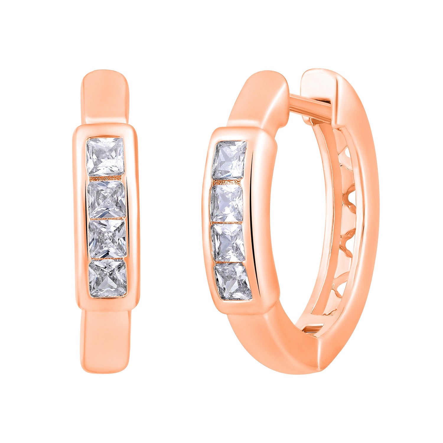 Jazz And Sizzle Rose Gold Crystals Studded Rose Gold-Plated Contemporary Hoop Earrings