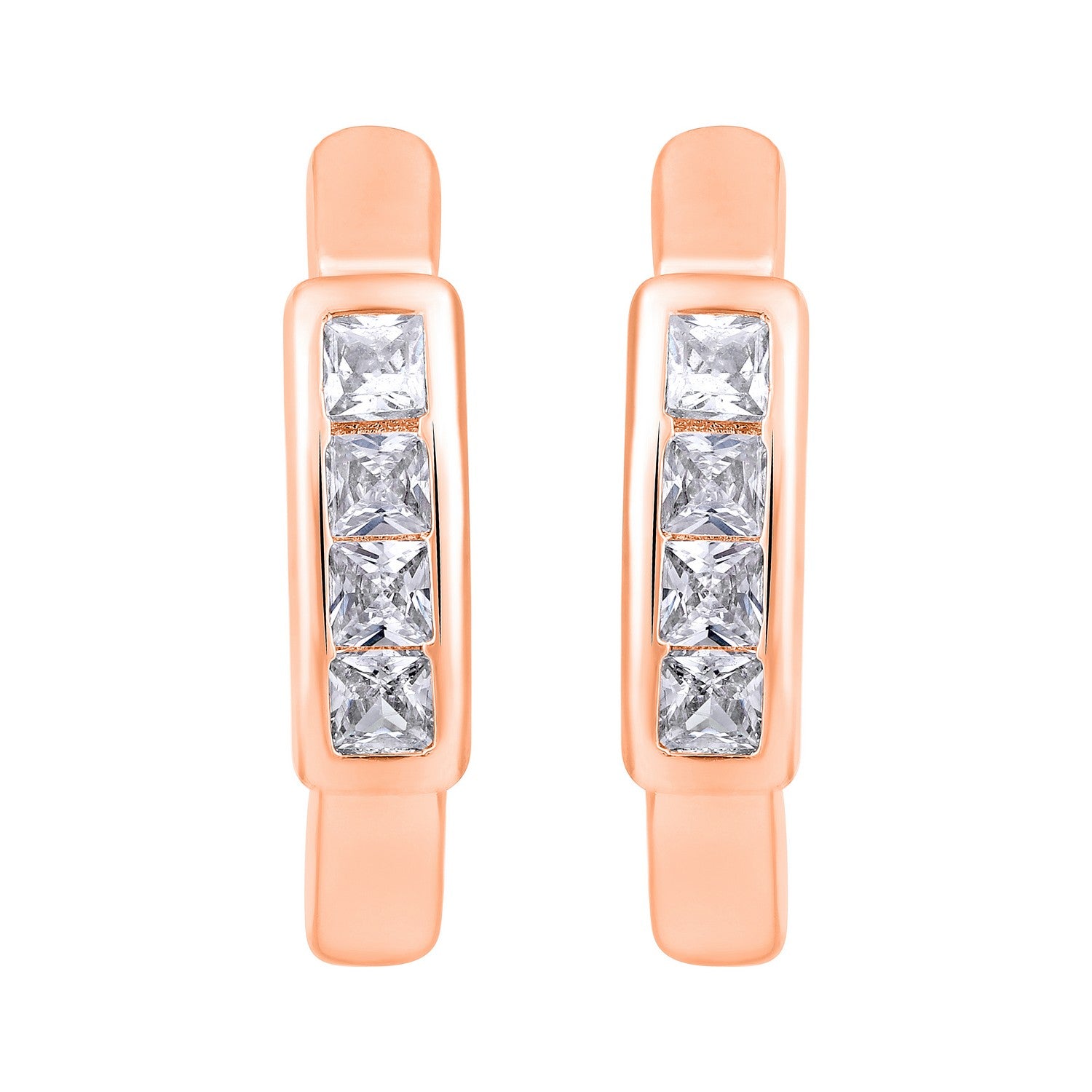 Jazz And Sizzle Rose Gold Crystals Studded Rose Gold-Plated Contemporary Hoop Earrings