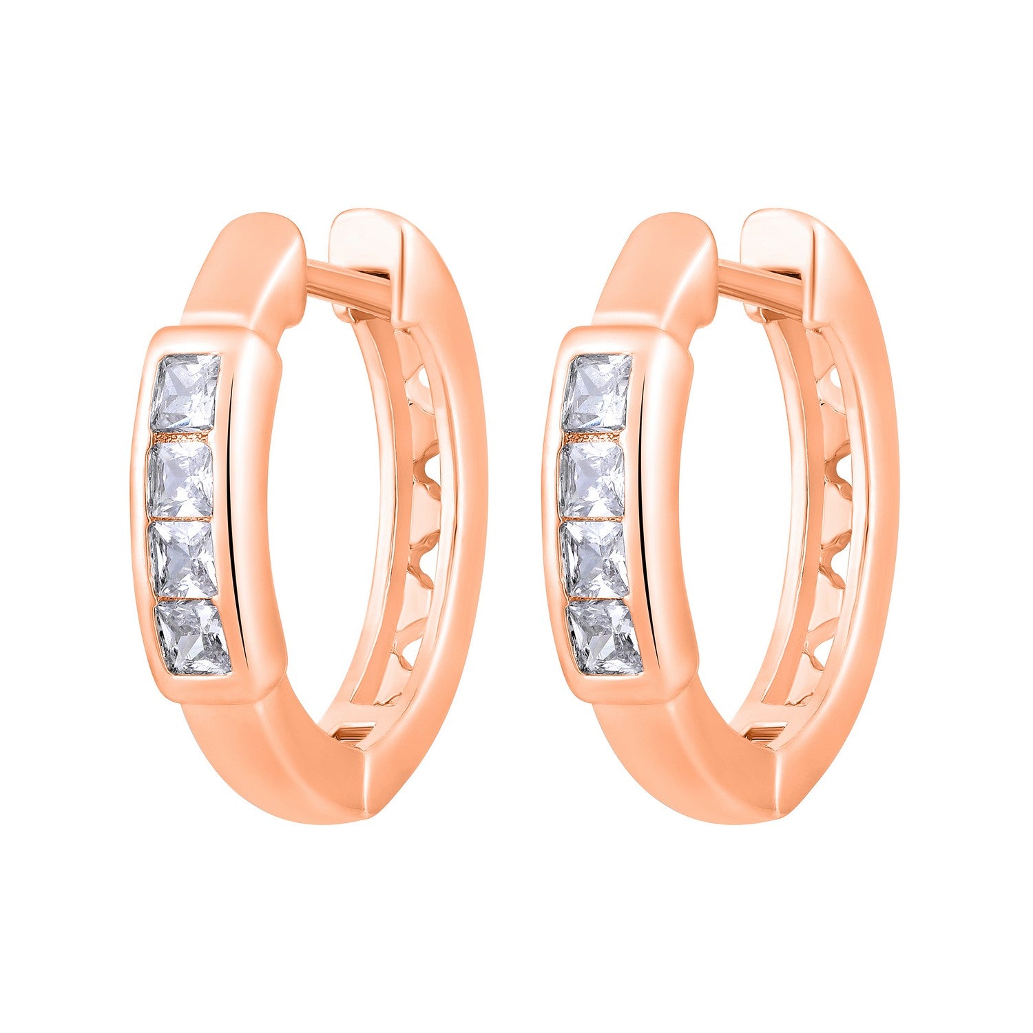 Jazz And Sizzle Rose Gold Crystals Studded Rose Gold-Plated Contemporary Hoop Earrings