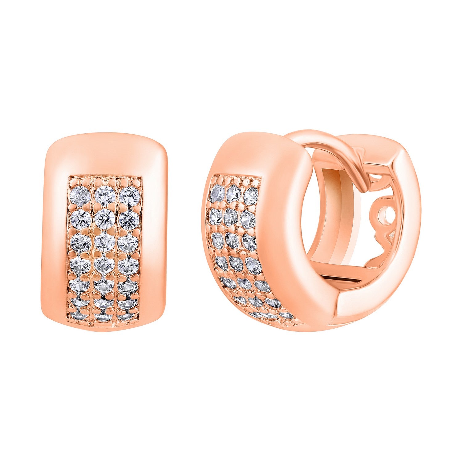 Jazz And Sizzle Rose Gold-Toned Crystal Studded Circular Hoop Earrings