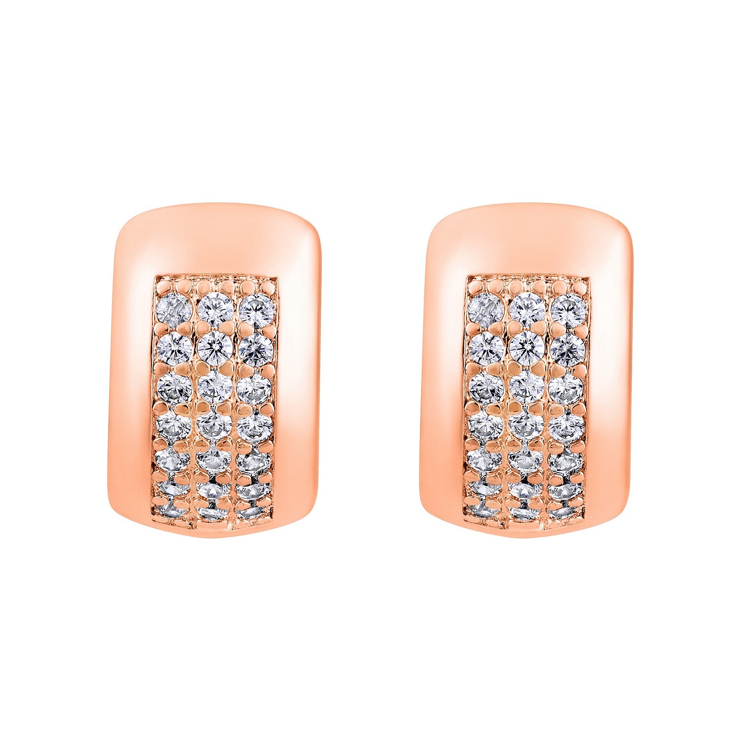 Jazz And Sizzle Rose Gold-Toned Crystal Studded Circular Hoop Earrings