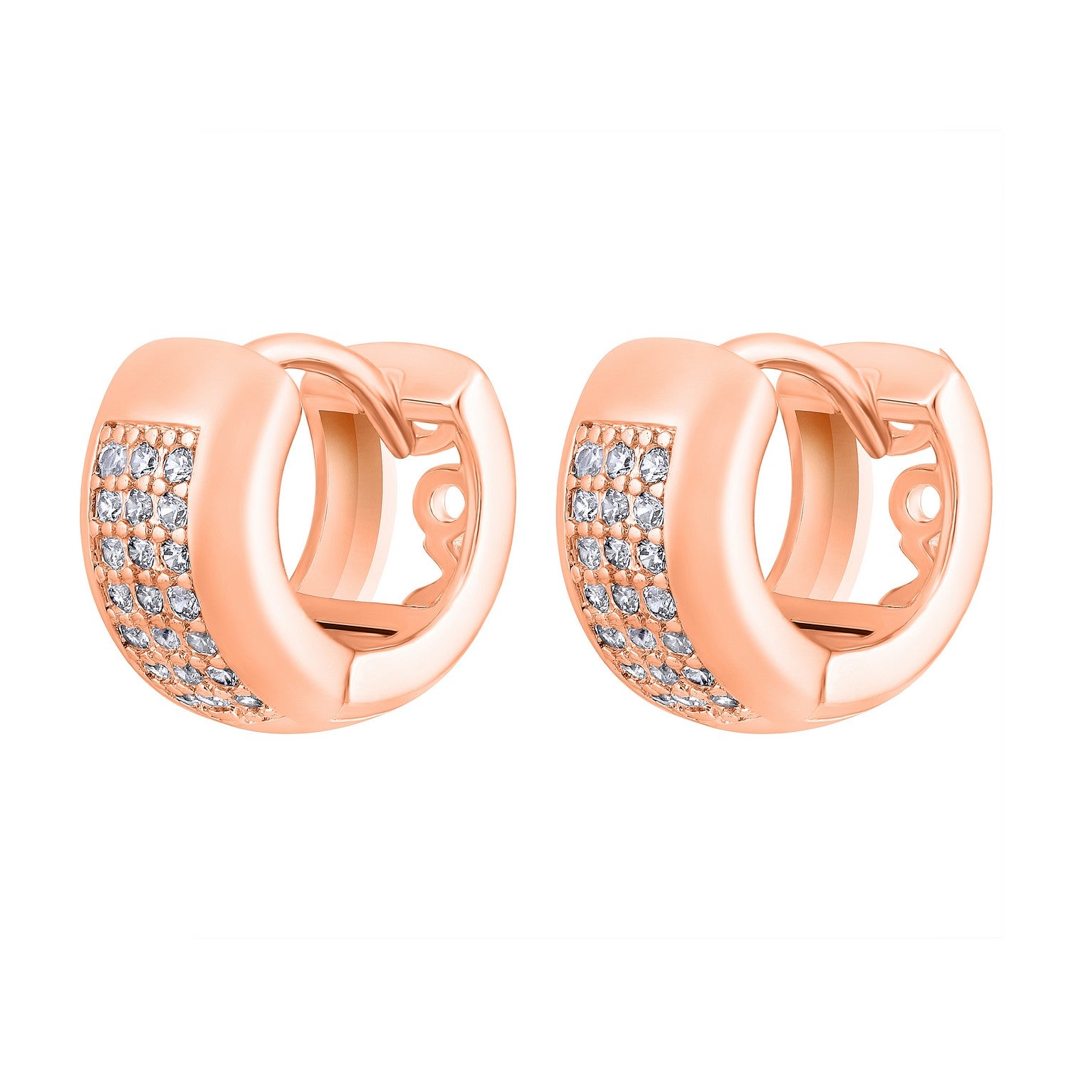 Jazz And Sizzle Rose Gold-Toned Crystal Studded Circular Hoop Earrings