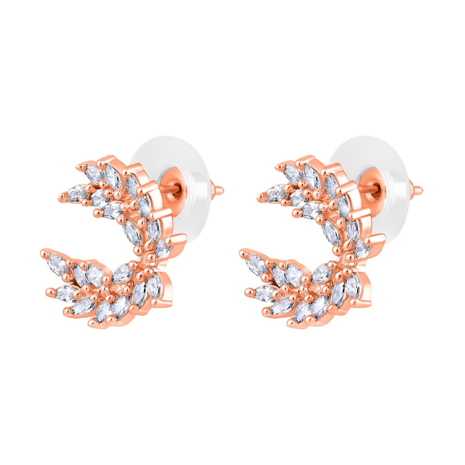 Jazz And Sizzle Rose Gold Plated CZ Studded Contemporary Studs