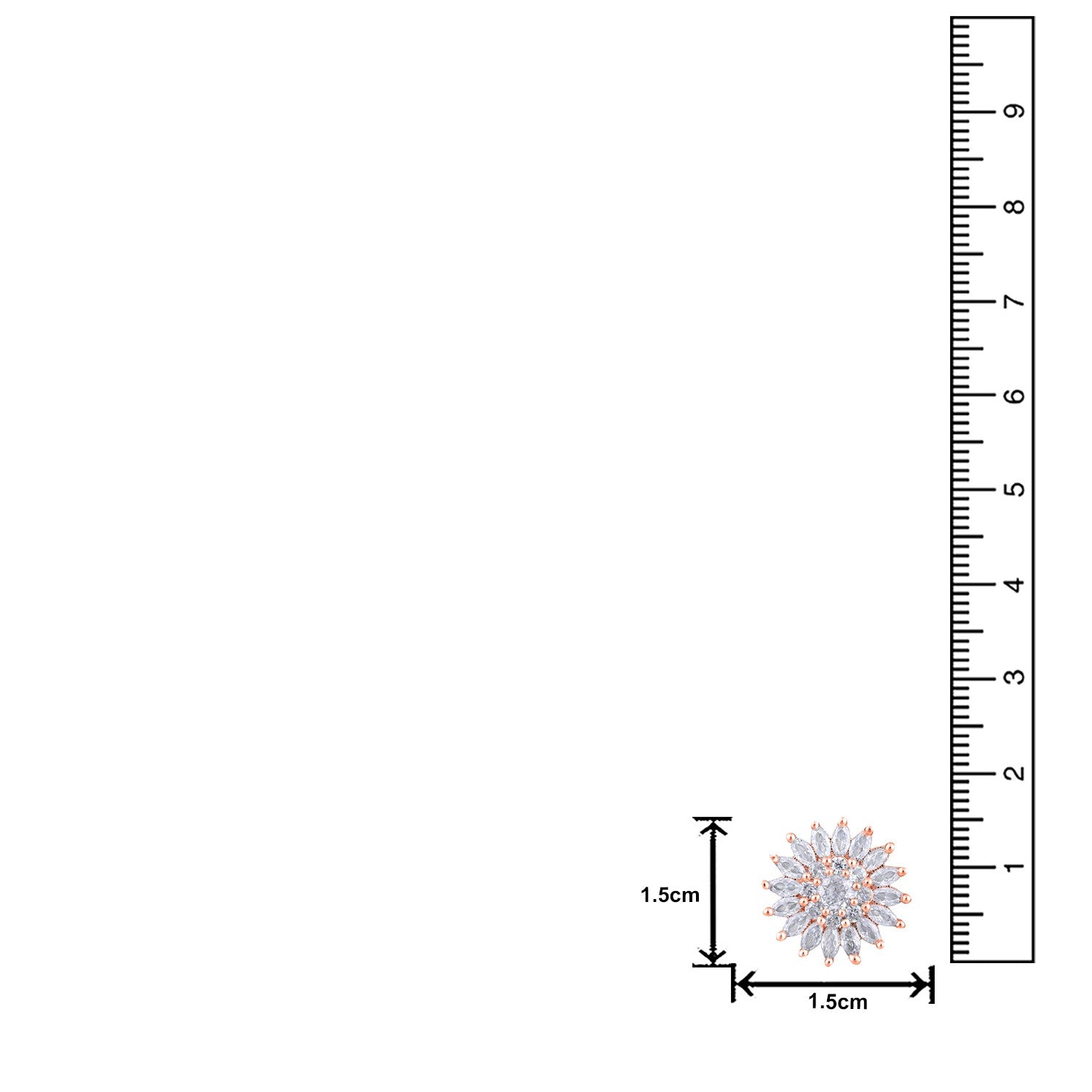 Jazz And Sizzle Rose Gold-Plated CZ-Studded Floral Studs Earrings