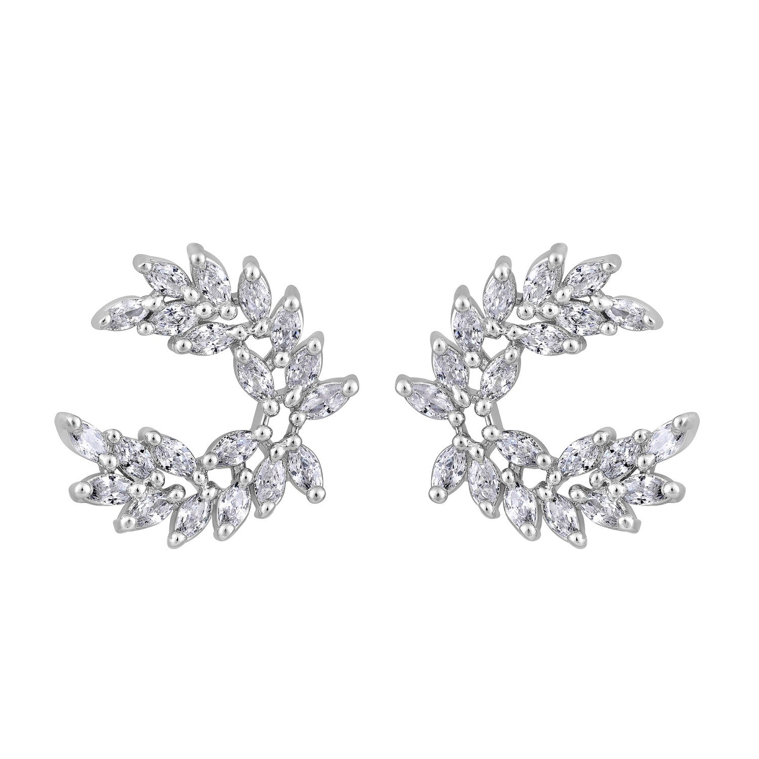 Jazz And Sizzle Silver Plated American Diamond Studded Contemporary Studs