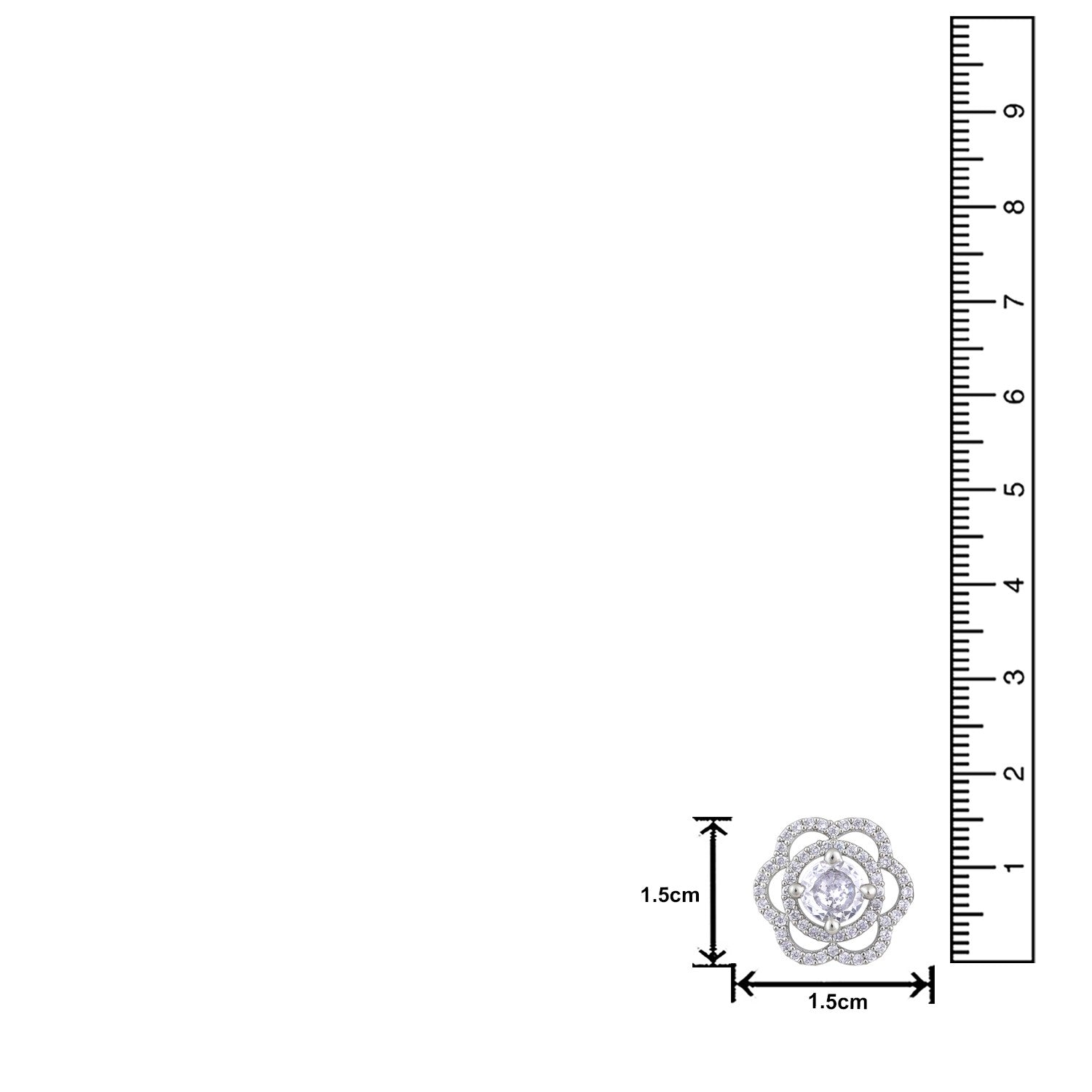 Jazz And Sizzle Silver Rhodium-Plated Floral Studs Earrings