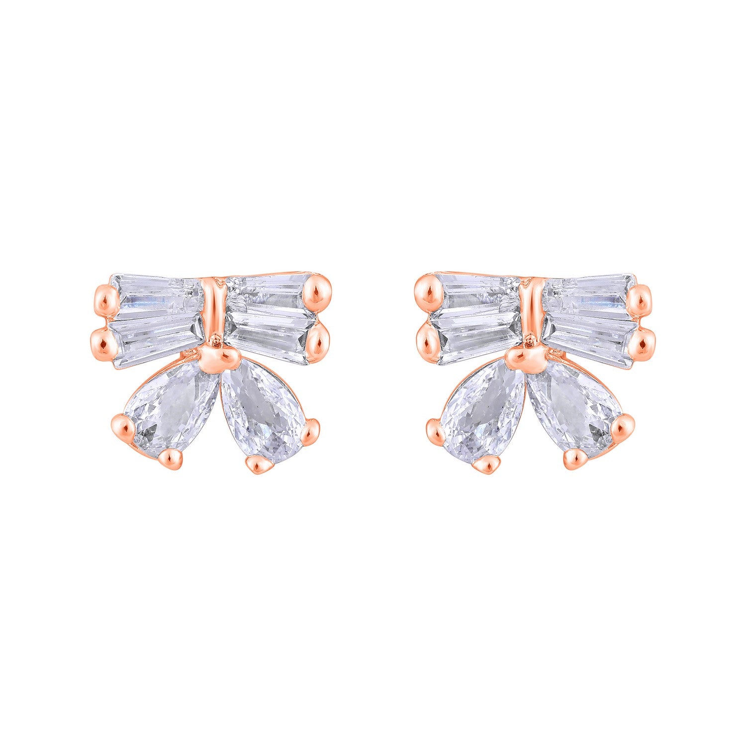 Jazz And Sizzle Rose Gold Plated American Diamond Studded Contemporary Studs