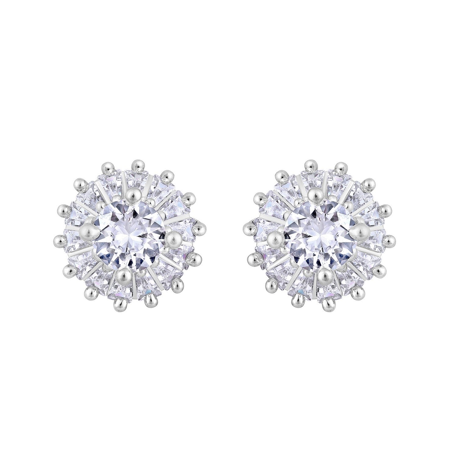 Jazz And Sizzle White AD-Studded Floral Studs Earrings