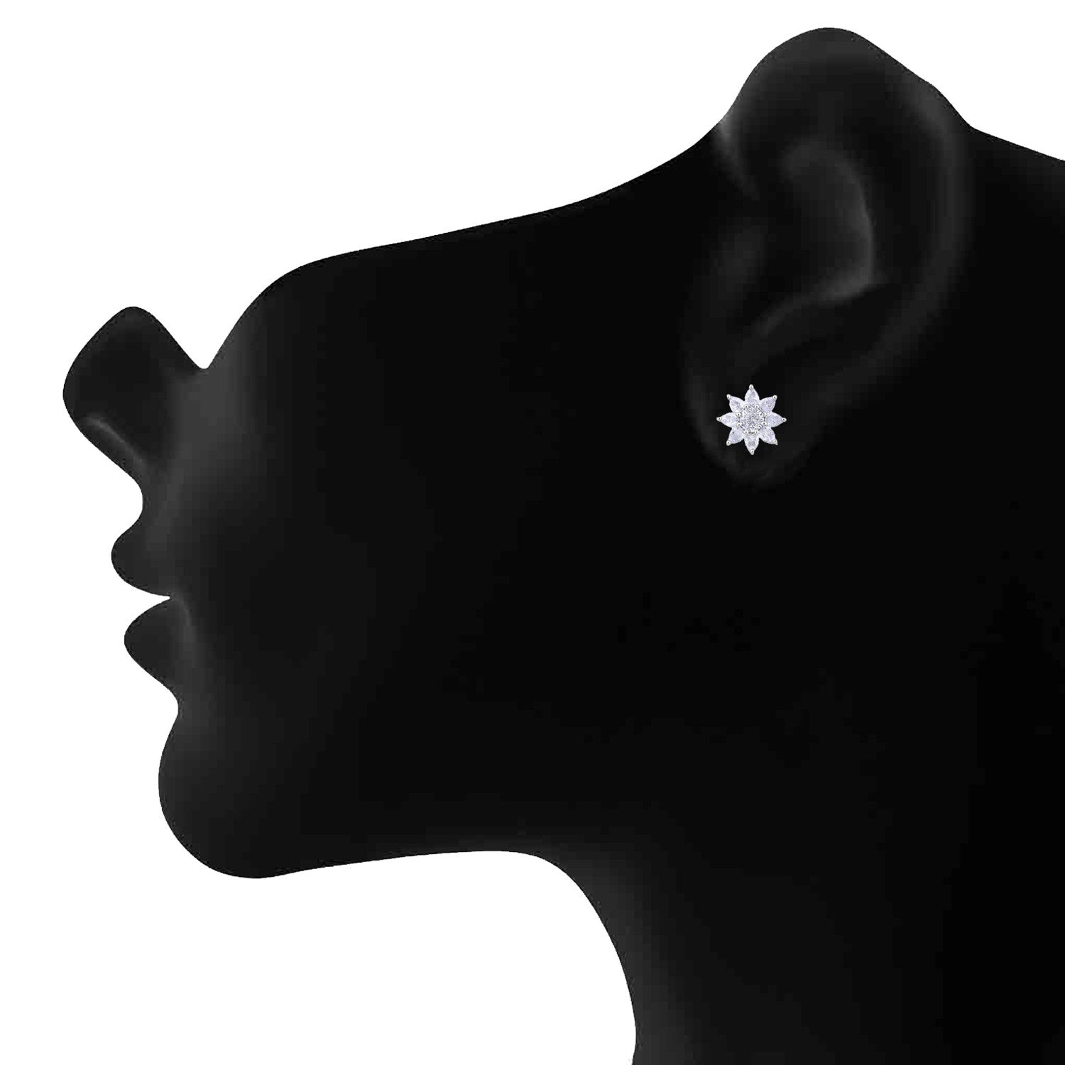 Jazz And Sizzle Rhodium Plated Ad Studded Star Shaped Studs Earrings