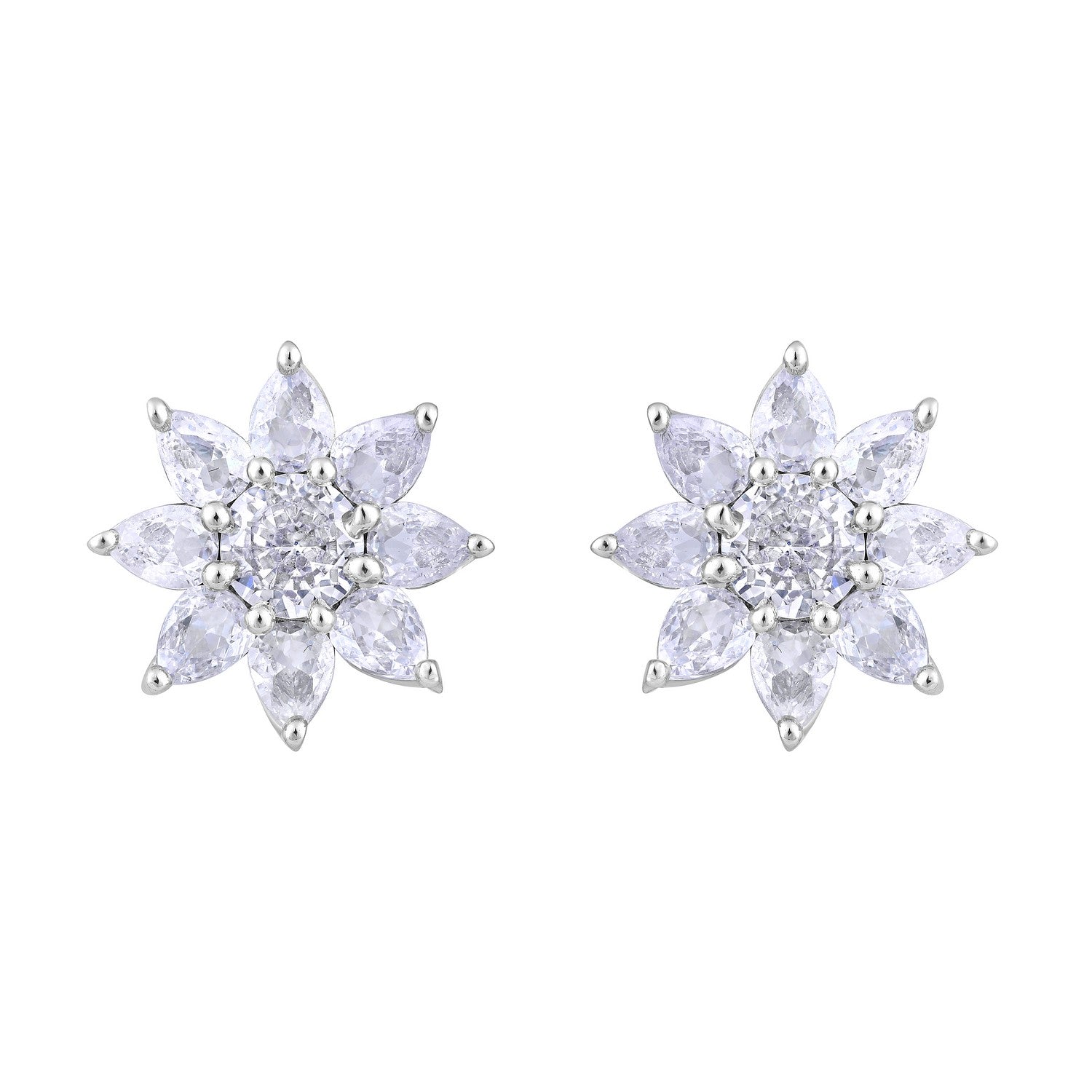 Jazz And Sizzle Rhodium Plated Ad Studded Star Shaped Studs Earrings