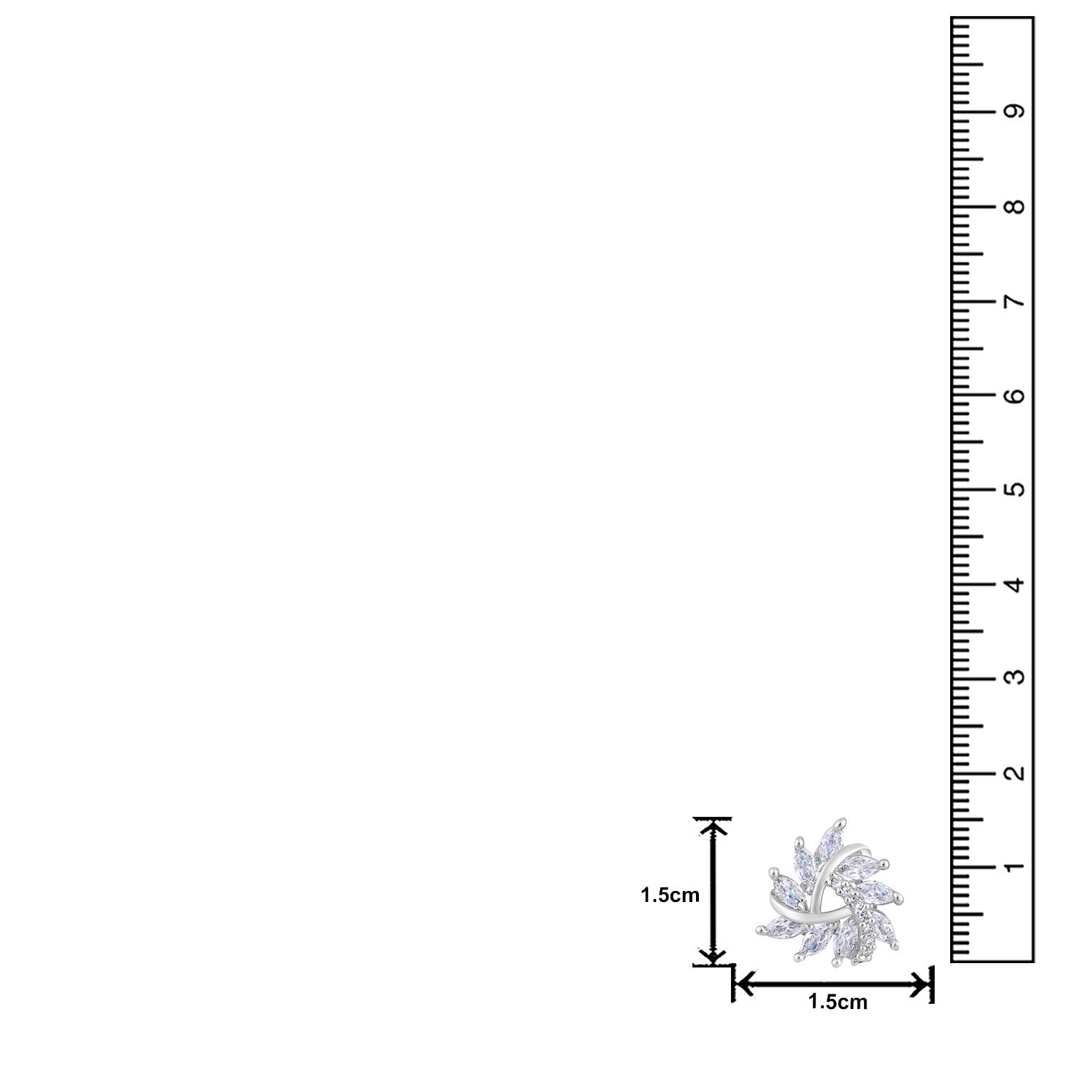 Jazz And Sizzle Rhodium-Plated CZ Studded Triangular Floral Studs Earrings